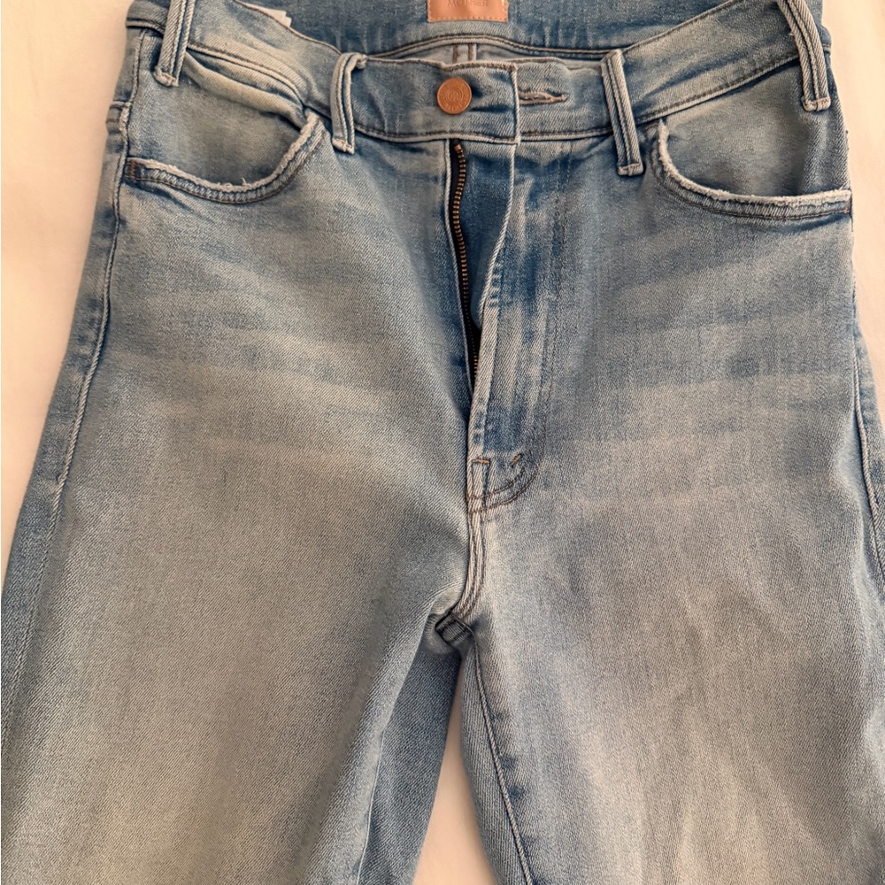 MOTHER Light Blue Cropped Ankle Jeans - Picture 1 of 5